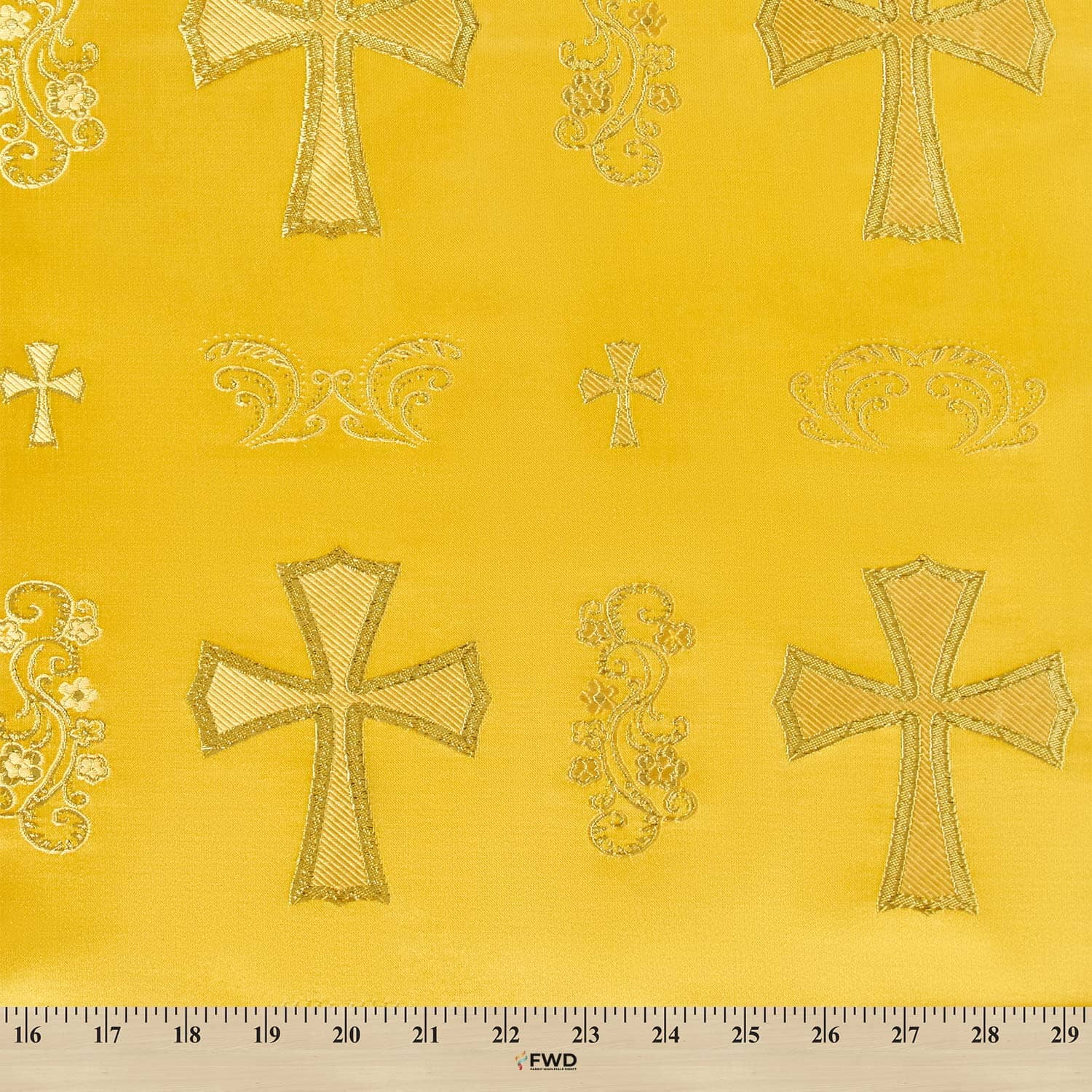 Metallic Clerical Church Cross Brocade Fabric 58/60" Wide Sold By The Yard Many Colors (Gold / Gold) (10 Yard)