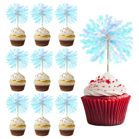 Uxcell Firework Cupcake Toppers 50 Pcs Sparkle Tassel Cupcake Picks for Birthday Party Graduation Sparkle White