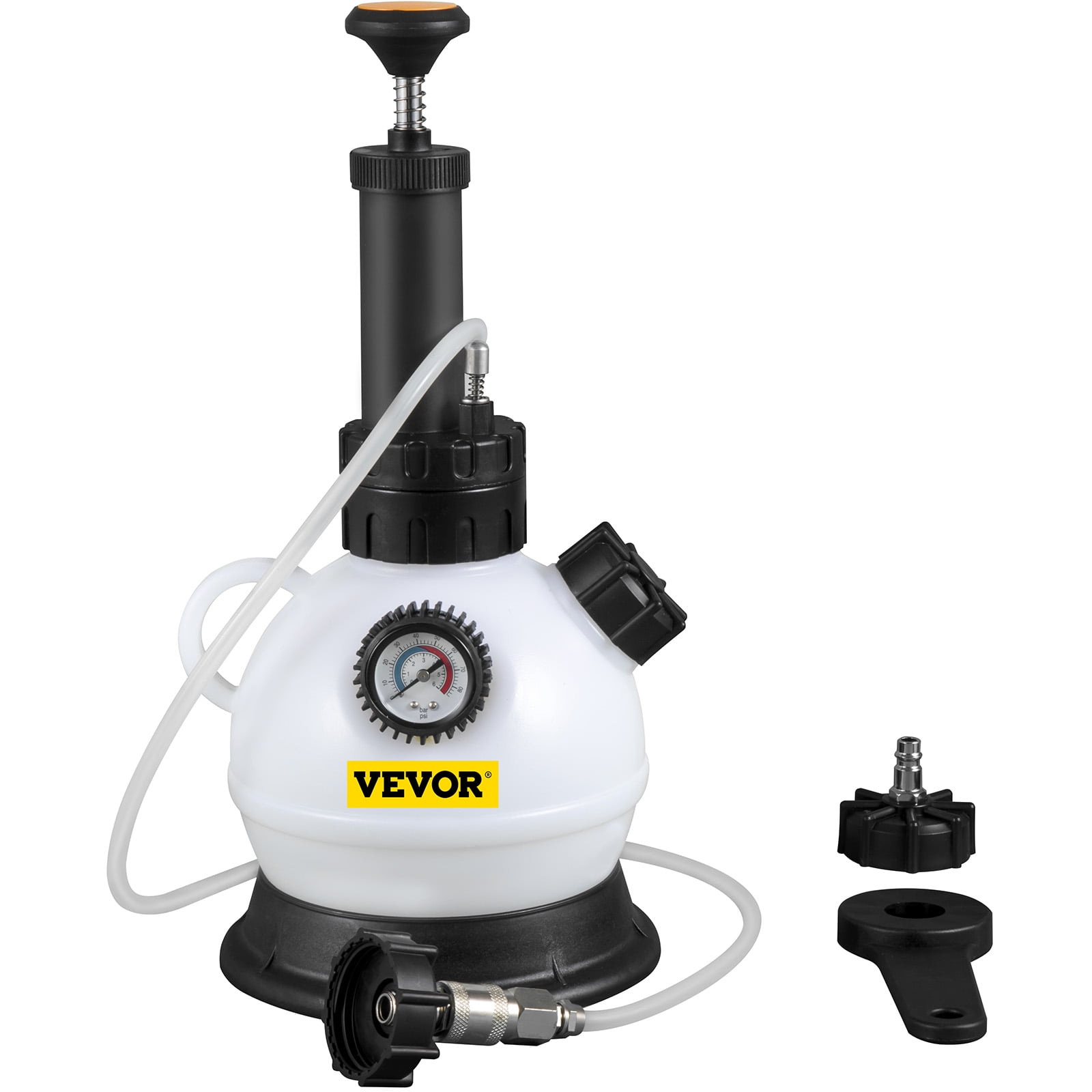 VEVOR Brake Fluid Pressure Bleeder, 2L Large Capacity Brake Fluid Replacement Tool Set, Corrosion-resistant Brake Oil Replacement Kit for Most Cars, with Pressure Gauge and Relief Valve, Easy to Use
