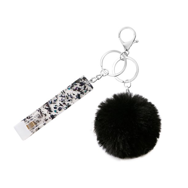Minnieouse Llavero anillo bola de peluche hebilla colgante llavero portátil soporte cartera bolso decoración llavero colgante para niñas Ropa, zapatos y accesorios Miscelánea Negro Minnieouse AP014384-07