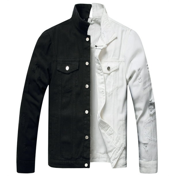 black jean jacket with fur mens