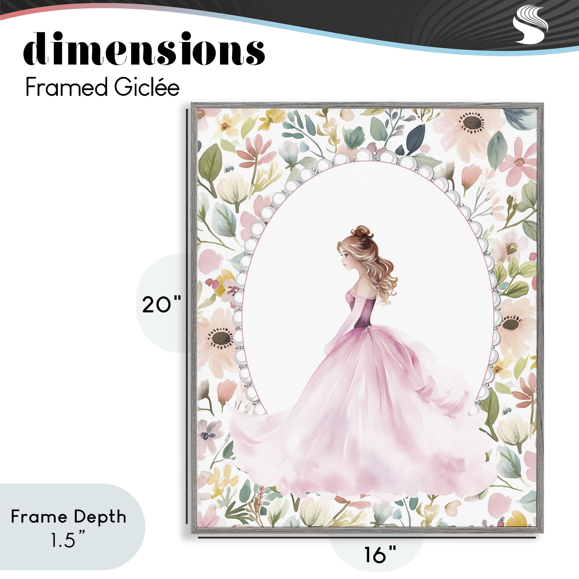 Stupell Industries Elegant Princess Love Gray Framed Giclee Art, design by Christine Simpson Art