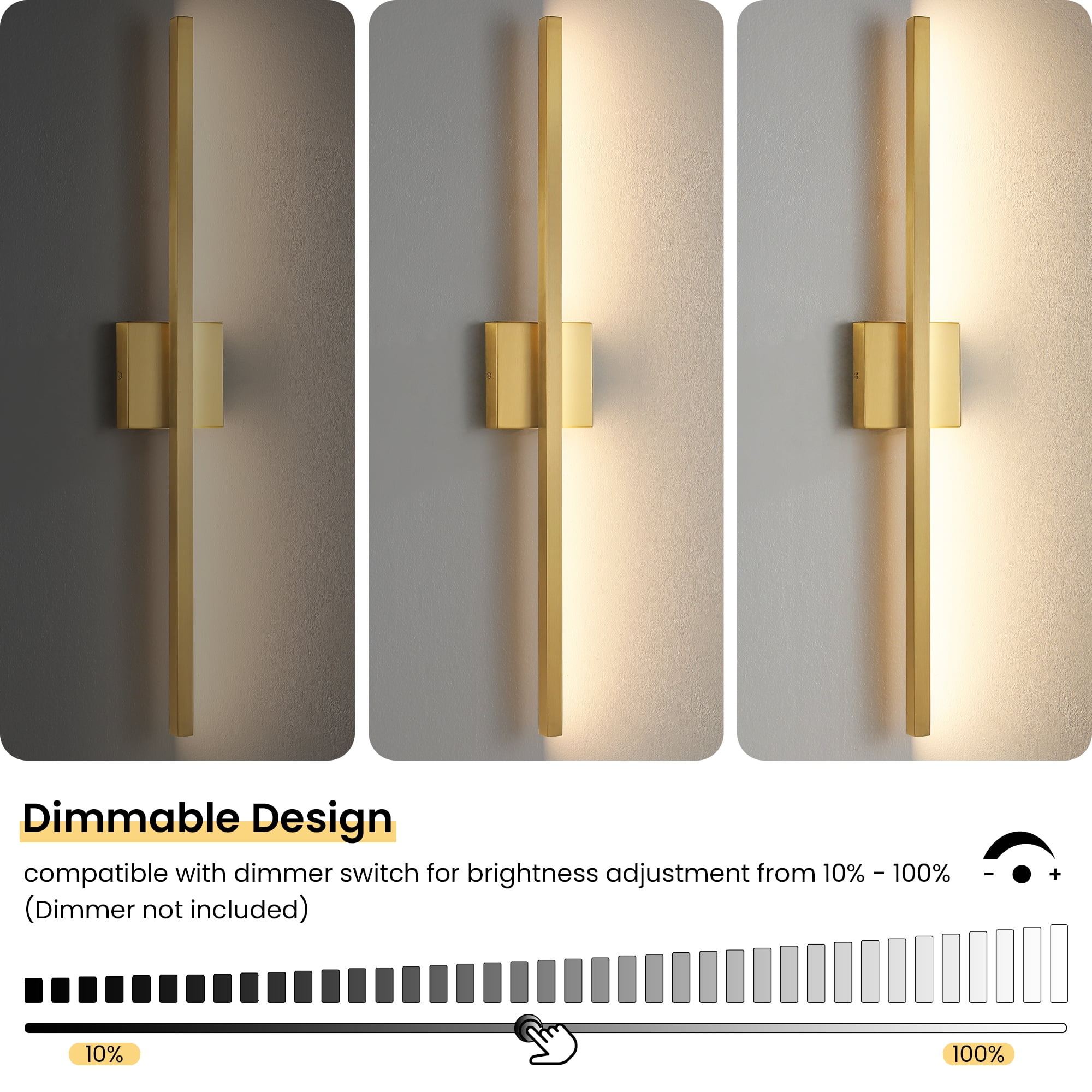 Vanity Light for Bathroom Lighting Fixtures Over Mirror Dimmable Integrated LED 32 inch Modern Vanity Lights Gold Bathroom Light Bar Bath Wall Sconce