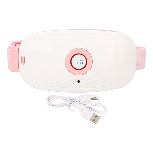 Almohadilla térmica menstrual inalámbrica para mujer, con temperatura ajustable, masaje eléctrico por vibración y cinturón calefactable.