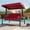 Wine red, variant on SOLLED 3-Seat Porch Swing with Stand 800 LBS Heavy Duty Outdoor Patio Swing Bed with Adjustable Canopy and Cup Holders for Backyard Garden,khaki