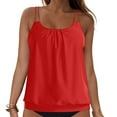 thumbnail image 6 of COMVALUE Women Tankini Swimsuit Tummy Control Blouson Bathing Suits Thin Swim Tank Top Only (Red, S), 6 of 7