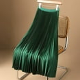 thumbnail image 3 of MIXUE Skirts For Women Summer Satin Solid Color Pleated Elastic High Waist Plus Size Maxi Skirt Beachwear,Green,XXXXL, 3 of 3