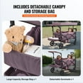 thumbnail image 4 of KFFKFF Wagon Stroller for 2 kids, All-Terrain Stroller Wagon with Detachable Canopy, Parent Organizer, Adjustable Handlebar, Large Capacity Storage Bag, Dark Purple, 4 of 9
