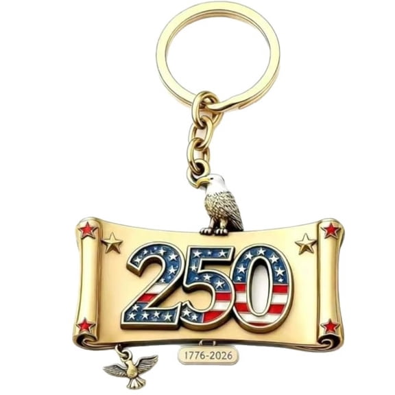 VASHU US 250th Anniversary Commemorative Brooch/Keychain pendant/Ornament.1776-2026 independence day 250th anniversary. with Eagle and US Flag Elements.Patriotic Collectible Gift For Patriot,Christma