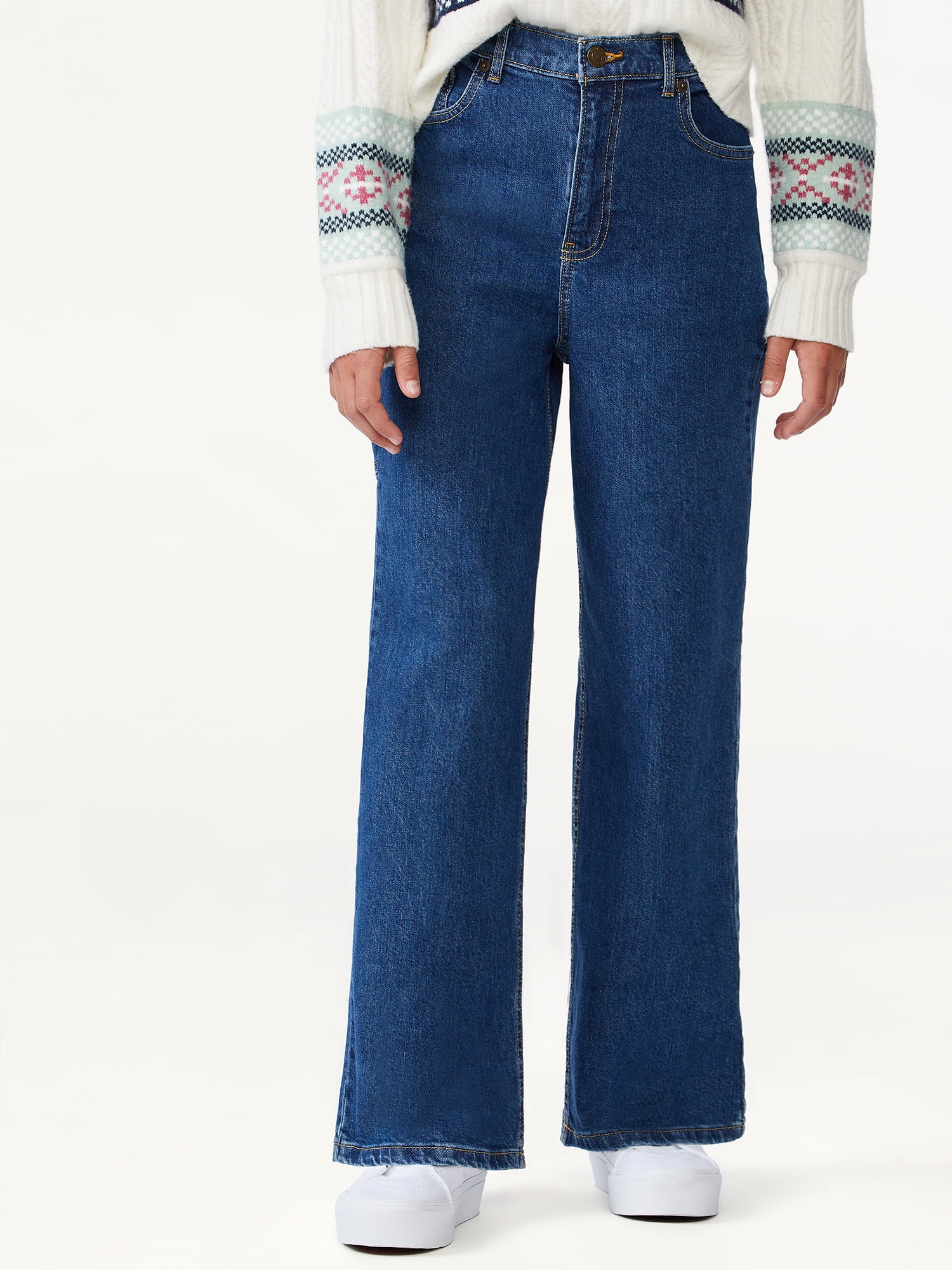 Free Assembly Girls Wide Leg Carpenter Jeans, Sizes 4-18