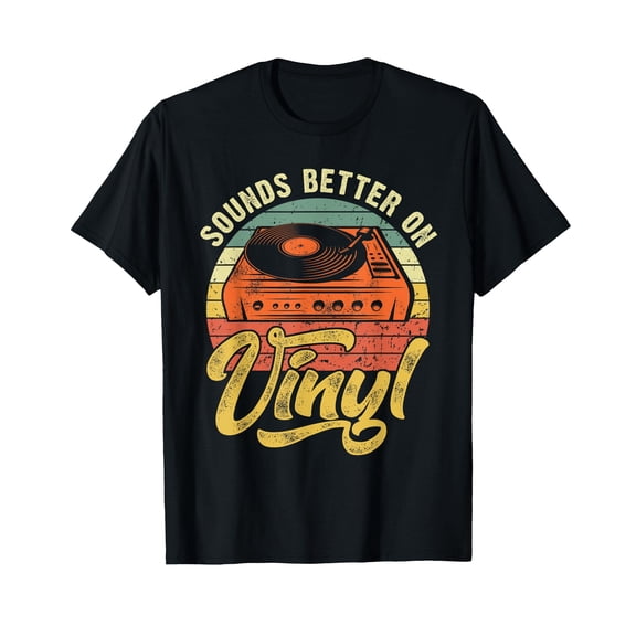 Men's Retro Vinyl Record Player Music Lover T-Shirt