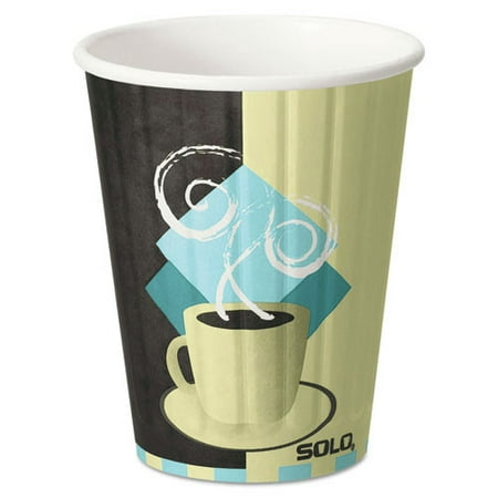 12 oz. Duo Shield Hot Insulated Paper Cups - Chocolate/Blue/Beige (40/Pack)