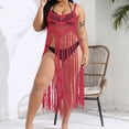 thumbnail image 6 of HOMBOM Beach Cover Up for Women Plus Size Tassel Dresses V Neck Crochet Womens Beach Dress, 6 of 6