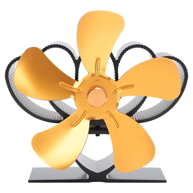 Ventilador de estufa de leña de aleación de aluminio, silencioso y sostenible, alimentado por calor, para chimenea de leña, color dorado