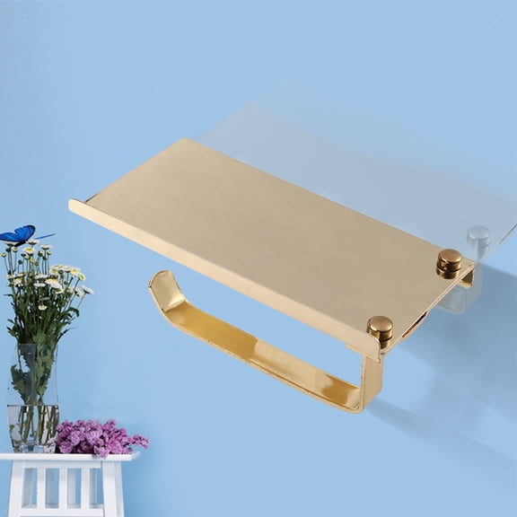 GETAJGHSD Golden Toilet Paper Holder with Mobile Phone Storage