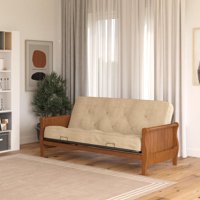 DHP Wood Arm Futon with Espresso Finish and Futon Mattress, Multiple Colors