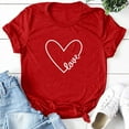 thumbnail image 3 of iOPQO T-Shirts pour Femmes T-Shirts pour Femmes Saint-Valentin Décontracté Manches Courtes Col Rond Imprimé Lettre Hauts en Forme de Cœur Rouge TG, 3 of 5