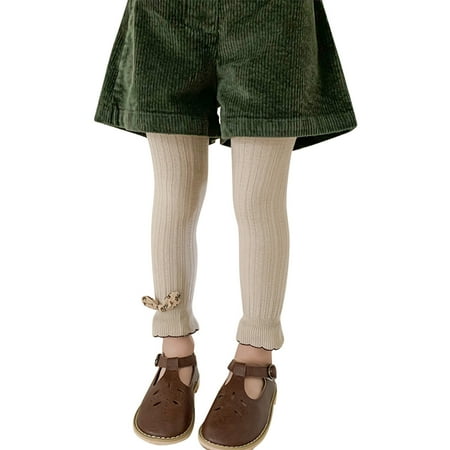 

LBECLEY Fleece Leggings Pack Toddler Kids Baby Girls Cotton Leggings Knitted Pantihose Stretchy Basic Ninth Pants Pantyhose for Spring Autumn Stocking Girls Print Pants Khaki L