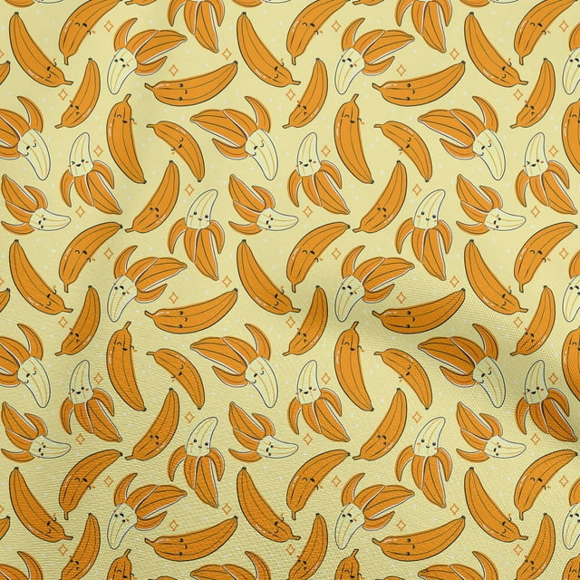 oneOone Polyester Spandex Yellow Fabric Kawai Sewing Material Print Fabric By The Yard 56 Inch Wide-DW