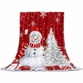 thumbnail image 2 of Christmas Snowman Throw Flannel Blanket 60x80In Red Snowman Xmas Tree Snowflakes Winter Super Soft Cozy Bed Blanket, Lightweight Plush Fuzzy Bed Throw for Bedroom Sofa Couch Living Room, 2 of 4