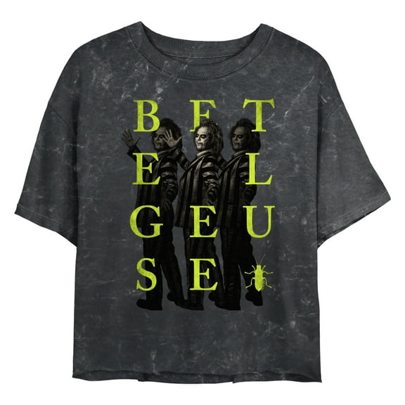 Junior's Beetlejuice Beetlejuice Distressed Silhouette Graphic Crop T-Shirt