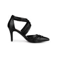 thumbnail image 3 of BLISSFUL STEP Women's Slouches Cross Strap Pointed Toe Stiletto Heels Pumps, 3 of 7