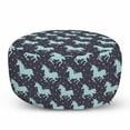 thumbnail image 1 of Unicorn Pouf Cover with Zipper, Magic Horse Twinkle Little Spot Stars and Dark Background Art, Soft Decorative Fabric Unstuffed Case, 30" W X 17.3" L, Dark Blue and Pink, by Ambesonne, 1 of 5