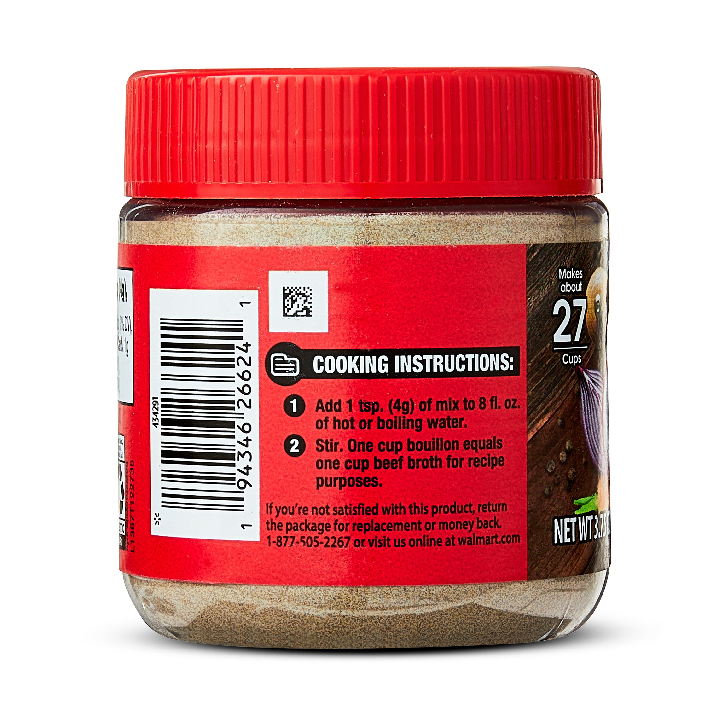 Great Value Beef Bouillon Powder 3.75 oz Jar, (Shelf Stable)