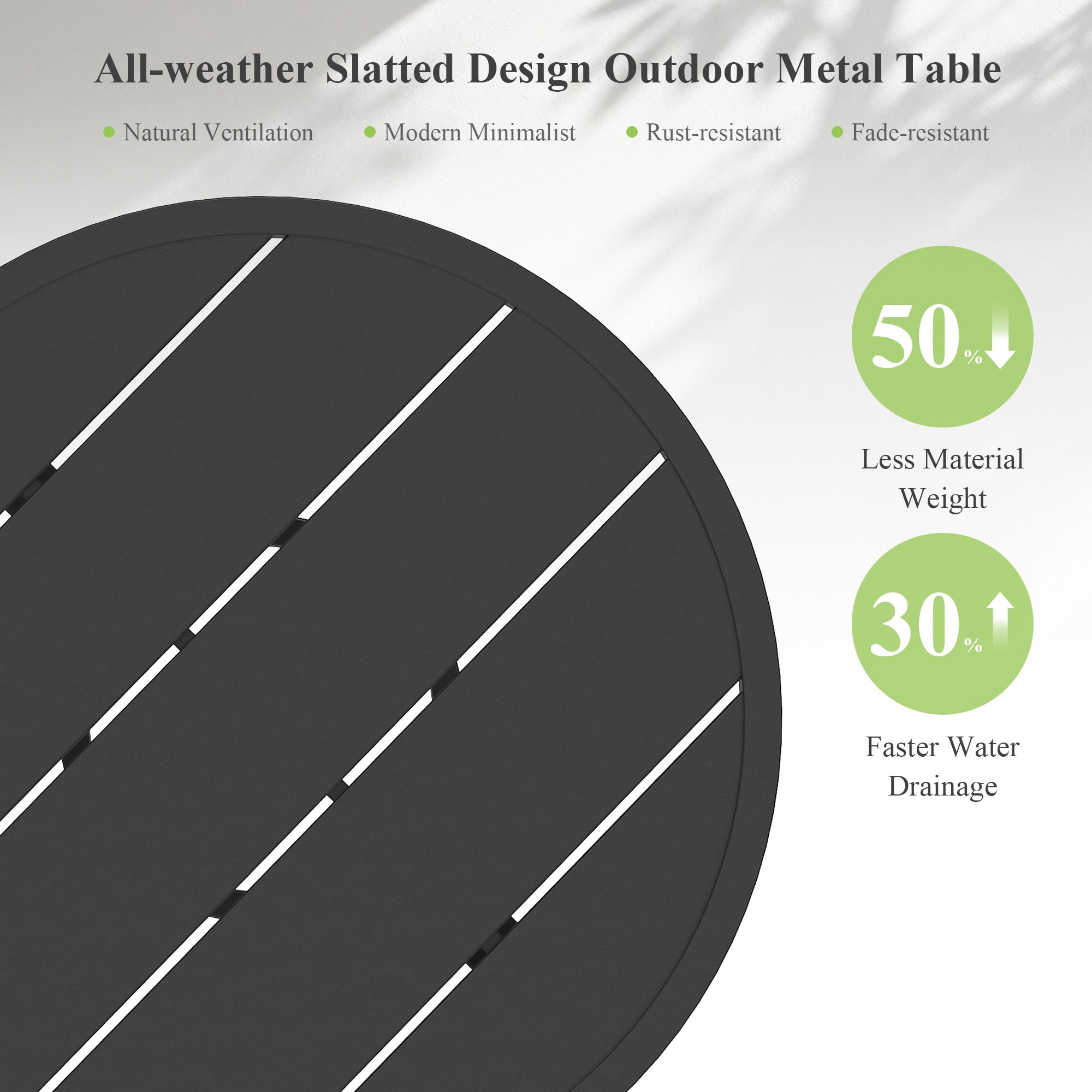 Vicllax 3-Piece Round Outdoor Patio Dining Furniture Set Table and Chair Metal Frame for Garden