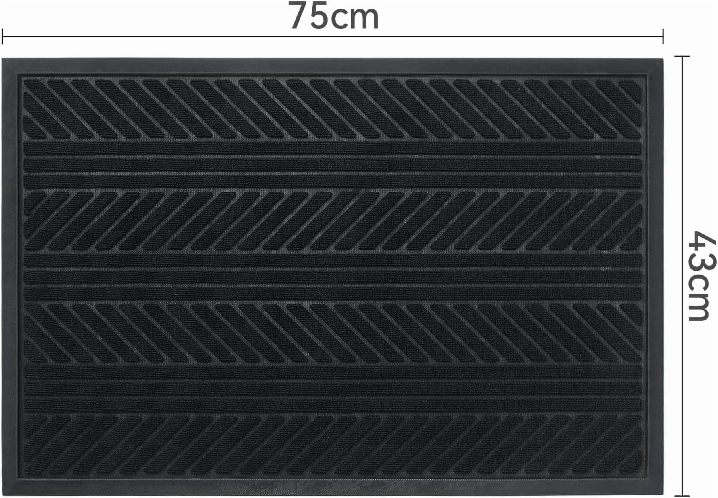 FEELHOME Outdoor Mat 17"x30" Non Slip Front Door Mat Outside Absorbent Rubber Welcome Mat Low Profile Dirt Trapper Indoor Outdoor Doormat Boho Geometric Door Mat Outside Thick Entryway Rug Black