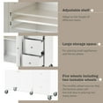 thumbnail image 4 of Kitchen Island Cart with Storage, Rolling Kitchen Island Table with Drop Leaf, Kitchen Island on Wheels with 3 Drawers and Storage Cabinet, Inner Adjustable Shelves, Spice Rack, Towel Rack (White), 4 of 9