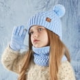 thumbnail image 3 of ievspot Kids Winter Hat Gloves Scarf Set with Pom Fleece Lined Neck Warmer Mitten Set for Girls Boys Ages 4-10 Outdoor Accessories, 3 of 8