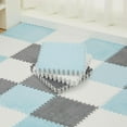 thumbnail image 2 of 36 Pack Plush Foam Floor Mat Square Interlocking Carpet Tiles with Border Fluffy Play Mat Floor Tiles Soft Climbing Rugs for Bedroom Playroom, 12 x 12 x 0.4 in(White, Gray), 2 of 6