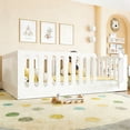 thumbnail image 2 of Bellemave Full Size Montessori Floor Bed, Solid Wood Floor Bed Frame with Fence Railings & Door, Full Playhouse Bed Frame Easy to Assembly,White, 2 of 8