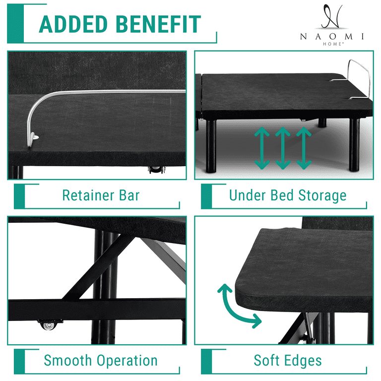 Naomi Home Serenity Electric Adjustable Queen Bed Frame, Head