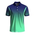 thumbnail image 4 of Ceisia Men's Blue Green Gradient Polo Shirts, Regular Fit Short Sleeve Turndown Collar Casual Summer Tops Gifts, 4 of 5