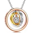 thumbnail image 1 of Mom I Love You "Trinity" Necklaces for Moms, Engraved Jewelry 14K Rose Gold Necklace with 5A Cubic Zirconia, 17"+2", Jewelry Box Included for Gift, Sy, 1 of 4