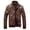 Brown, variant on Men's Stand Collar Leather Jacket Motorcycle Lightweight Faux Leather Outwear Big and Tall Size S-5XL Black