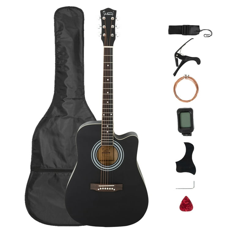 Glarry Gt509 41 Inch Spruce Panel Matte Edging EQ Folk Guitar Bag Shield Wrench Tuner Capo Shoulder Strap String Paddles