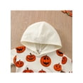 thumbnail image 6 of GXFC Toddler Baby Boys Girls Halloween Hoodie Romper Outfits Infant Long Sleeve Hooded Pumpkin Face Print One Piece Jumpsuit Newborn Boys Girls Cute Halloween Bodysuit Costume 0-3T, 6 of 9
