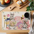 thumbnail image 2 of Bunny Easter Placemats Set of 4, Eggs Spring Floral Butterfly Leaves Rustic Placemats for Dining Table, Place Mats for Kitchen Tabletop, Waterproof Wipeable Dining Table Mats Set, 2 of 9