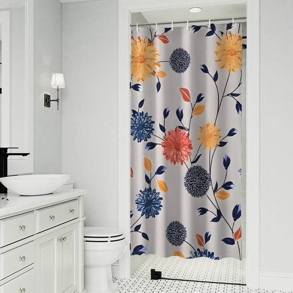 Pioneer Flower Floral Print Pattern Shower Curtain 36"x72" ,Bathroom Decorative Shower Curtains Set with 12 Hooks,Modern Waterproof Washable Shower Curtain