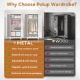 thumbnail image 6 of Unicoly Metal Wardrobe Cabinet with Hanging Rod, 71"H Armoire Wardrobe Closet with Mirror Doors and Adjustable Shelves, White Clothing Storage Cabinets, 6 of 9