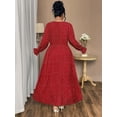 thumbnail image 6 of AURA Plus Size Women’s Dress Polka Dot Chiffon Long Sleeve Office Wear 0XL–4XL, 6 of 7