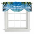 thumbnail image 2 of Summer Beach Landscape Tie Up Valances Curtain, Adjustable Kitchen Coastal Ocean Palm Tree Blue Cloud Sky Wave Valances for Windows Decor, Rod Pocket Short Curtains Set for Bedroom/Bathroom, 42"x12", 2 of 9