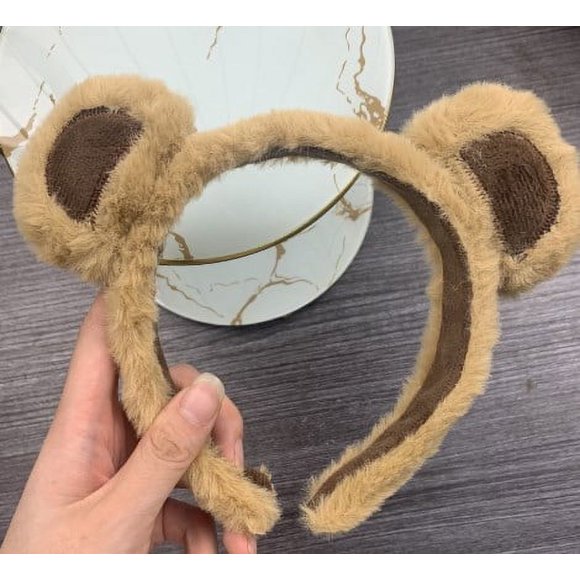 KAKOWELY Bear Ears Headband Party Headwear Animal Ears Headband Fuzzy Bear Ears Makeup Skincare Headband Women,8.07"X6.3"X0.87"