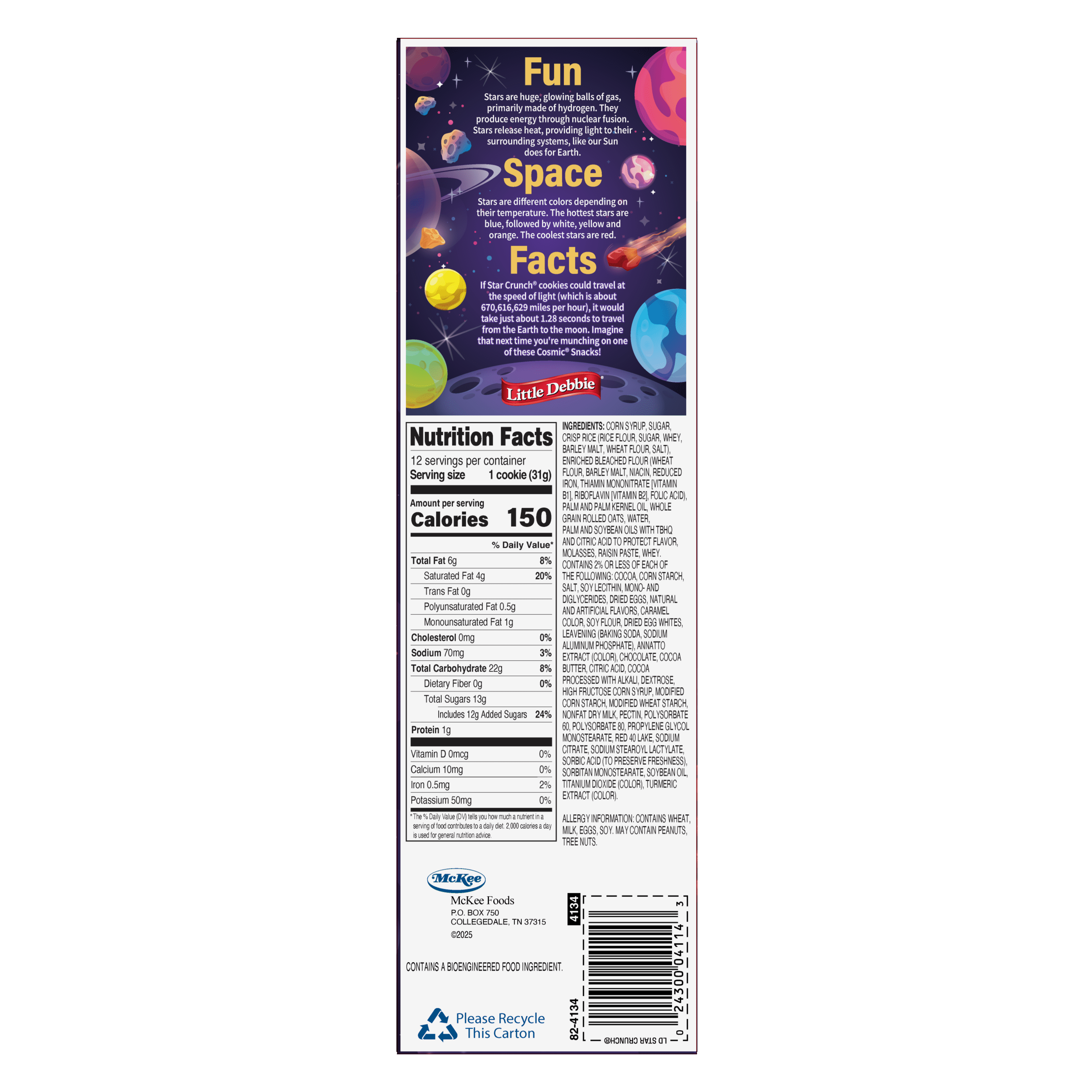 Little Debbie Star Crunch Cosmic Snacks, 13 oz (12 count)