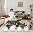 thumbnail image 4 of Manfei Vintage Floral Peony King Size Comforter Sets 3pcs,Oriental Botanical Flowers Comforters King Size,1 Comforter and 2 Pillowcases,Reversible, 4 of 6