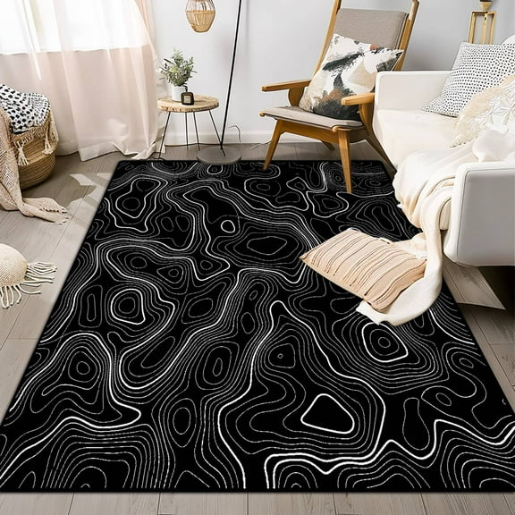WEANOKCRA Area Rug Non-Slip Floor Mat Map Cartography Indoor Outdoor Living Room
