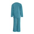 thumbnail image 5 of Women's V-Neck Two Piece Set, Oversized Pullover and Flared Pants, Loose Fit Lounge Set, Brushed Fleece Loungewear Outfit, Jogger Set Sky Blue XXXL, 5 of 5